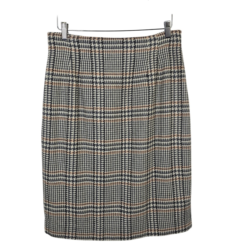 Norton McNaughton Vintage 90s Wool Blend Houndstooth Plaid Pencil Skirt Size 14